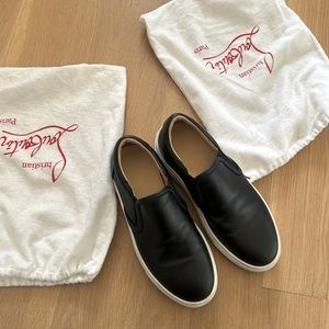 Christian Louboutin Women’s Leather Black Slip On Sneakers